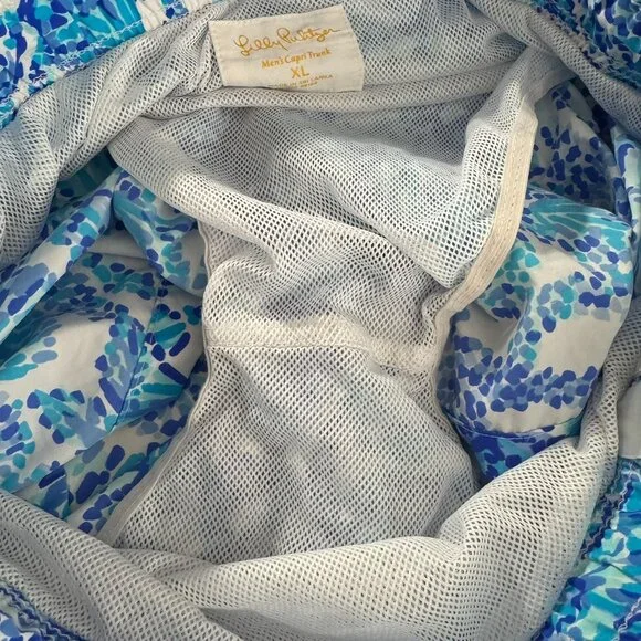 Lilly Pulitzer Swim Trunks Mens XL‎ Turquoise Oasis Shell Me You Love Me SW-2104